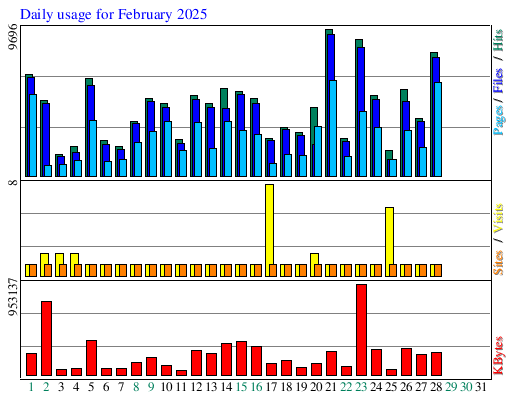 Daily usage for February 2025